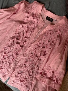Bob Mackie Pink Linen Cutwork Jacket